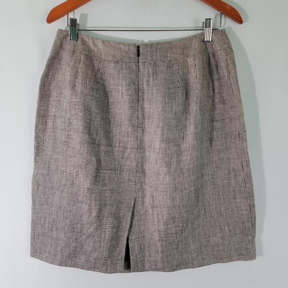 Talbot's Women's Irish Linen A-Line Skirt Sz 12 Gray/Plaid Checked Career Office - Picture 2 of 9